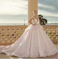 Gaun Wedding Dress Bridal Ball Gowns Plus Size Lace Puffy Pink Wedding Dress Ball gown