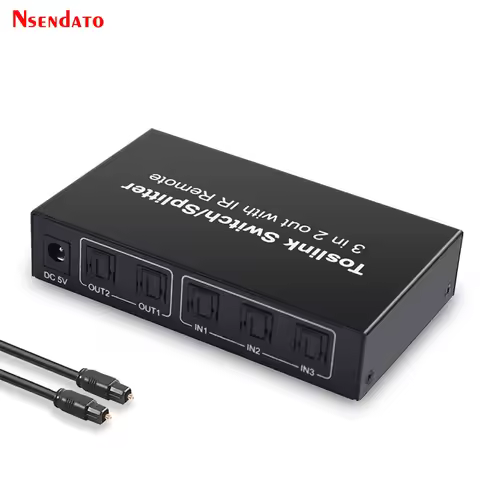 Spdif Toslink Optical Audio 3x2 Switcher Digital Optical Switch Splitter Extender with IR Remote Con