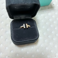 Tiffany t 玫瑰金鑲鑽石及珍珠母貝 戒指