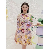 Ready Stock Vietnam Design Skirt New Style Colorful Heavy Industry Embroidered Beaded Long Sleeve Dress