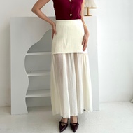 [ MAFIA ] Jeun Maxi skirt | Knit tulle maxi wine white black brown skirt