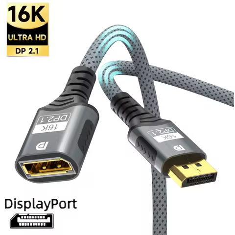 DisplayPort 2.1 Extension Cable Male to Female DP to DisplayPort 16K@30Hz 8K@60Hz 4K@120Hz For PC TV