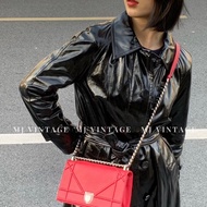 DIOR 紅色銀扣盾牌肩背斜背包包25*16*6 98新配件塵袋保卡