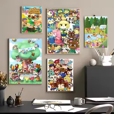 1PC Animal Crossing New Horizons Nintendo Poster Self-adhesive Art Waterproof Paper Sticker Coffee H