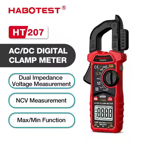 HABOTEST HT207A/HT207B/HT207D AC DC Digital Clamp Meter Multimeter Pinza Amperimetrica True RMSTrue 