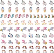 SUNNYCLUE 80PCS 10 Styles Unicorn Rainbow Theme Resin Flatback Cabochons Slime Beads Charms for DIY Phone Decor Scrapbooks Embellishments Hair Costume Accessories Ornaments