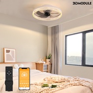ML-Ceiling Fan with Lights, 20" Ceiling Fan with Remote Control, Modern Flush Mount Ceiling Fan, Round Fan Lig