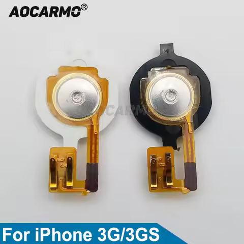 Aocarmo Main Home Button Key With Flex Cable For iPhone 3G 4 4G 3GS Black/White Replacement