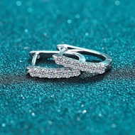 18k White Gold Personalized Simple Hoop Earrings for Women Single Row 0.36ct/1.2ct Moissanite Diamon