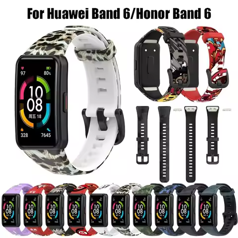 Printing Tpu Strap for Huawei Band 6 Silicone Cartoons Replacement Sport Wrist Band for Honor Band 6
