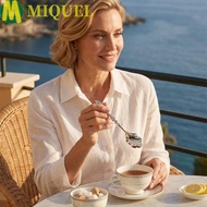 MIQUELZA Stainless Steel Spoons, Shell Shape French Dessert Spoons, Creative Exquisite Light Luxury 