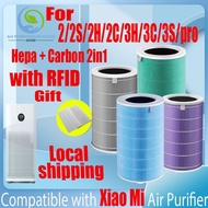 【hepa+carbon 2in1】Replacement Compatible with Xiaomi 2/2S/2H/2C/3H/3C/3S/pro Filter Air Purifier Accessories HEPA+Carbon