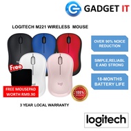 LOGITECH M221 SILENT WIRELESS MOUSE (CHARCOAL ,BLUE ,RED ,WHITE , ROSE) MSE-LGT-M221