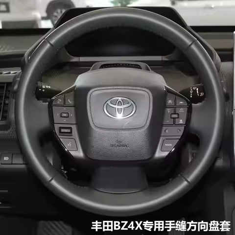 Hand Stitched black non-slip Genuine Leather Car Steering Wheel Cover 100% For Toyota BZ4 BZ4X 2022