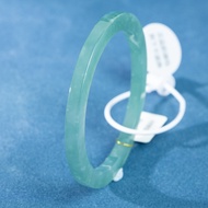 TIMESWIND Natural A-grade Jade Women Blue Chinese Style Square Bangle with Certificate
