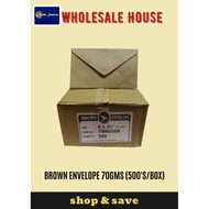 BROWN ENVELOPE -500'S (BOX) / 70GMS / 3.5" X 6" / 4" X 9" / BROWN ENVELOPE / SAMPUL SURAT
