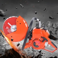 2 Stroke Gas Power Cutter Circular Saw Handheld Cement Wet Dry Masonry Paver Concrete Cut Saw Water Line Guide Roller Concrete Cutting Machine Single Cylinder with 12inch Blade 4500W
