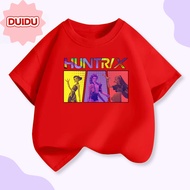 【220G 100%Cotton T-shirt】DUDU Kids Kpop Demon Hunters Cartoon Characters Printed Short Sleeve Summer