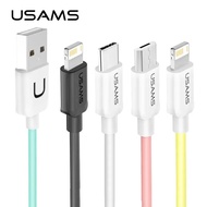 USAMS 10ชิ้น1เมตร2A มีสีสันประเภท C สายโทรศัพท์ไมโครยูเอสบีมือถือสำหรับ Ipad สายชาร์จพื้นฐาน