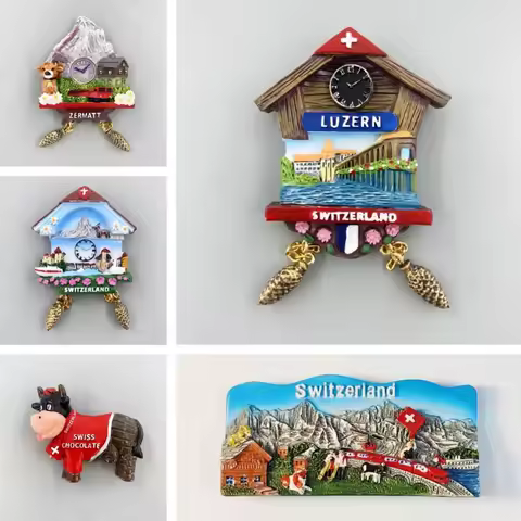 Switzerland Refrigerator Stickers Alps Travel Souvenirs Zermatt Luzern Chapel Bridge Fridge Magnets 