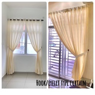 Hook/eyelet type curtain translucent colour beige/off white clearance Langsir warna krim penghabisan