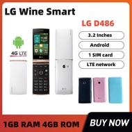 Original LG Wine Smart LG D486 Quad Core single card 3.2 Inches 1GB RAM 4GB ROM LTE  flip phone 3.15MP Camera Android Mobile phone