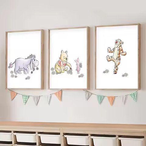Winnie the Pooh and Friends Art Prints Classic Cartoon Posters Winnie the Pooh and Friends Canvas Pa