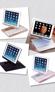(包郵) 9.7” iPad Air 1 / 2 / Pro 9.7 / 2017 / 2018 通用 9.7寸 360 旋轉鍵盤 機殻 機套 鍵盤 wireless keyboard smart case 變 MacBook 買兩件95折 [k9.7RR] [k9.7RR-SL]