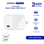Củ sạc nhanh 30W Belkin USB-C PD PPS Cubic Wall Charger màu trắng chân gập