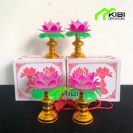 Set of 2 lotus worship lamps, altar lamp, Buddha altar lamp, lotus lamp, earth altar lamp - altar la