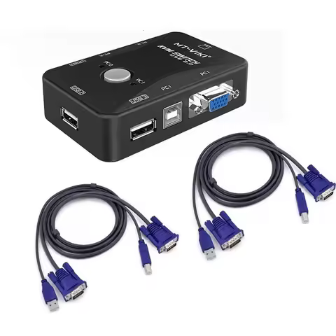USB KVM Switch 2 Port VGA SVGA Switch Box USB 2.0 KVM Mouse Switcher Keyboard 1920*1440 Vga Splitter