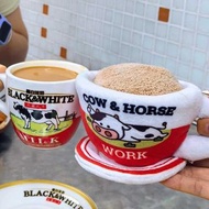 Black & White 牛奶杯【有間文創】原創“牛馬淡奶”奶茶杯擦手巾黑白淡奶港式奶茶玩偶