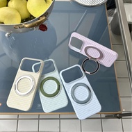 Simple Solid Color Check Pattern Rotating 360 Stand Suitable for iPhone 17 16 15 Pro Max i15 i16 17P
