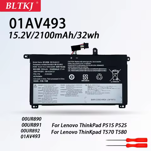01AV493 15.2V 32wh for lenovo Thinkpad laptop battery T570 T580 P51S P52S Series 00UR890 00UR891 00U