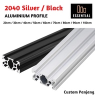 Heavy Duty 2040 Aluminium Profile Black Colour size 20x40 20cm/40cm/60cm/80cm/100cm for commercial o
