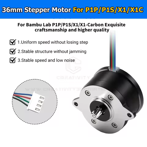 For Bambu Lab X1/P1 Series Extruder Motor 36 Circular Stepper Motor 9 Tooth Helical Gear for Bambula