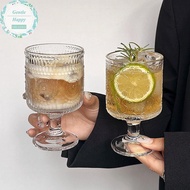 GentleHappy Korean Style Engraved Embossed Small Goblet Glass Cup For Soju Sake Liquor Short Stemmed
