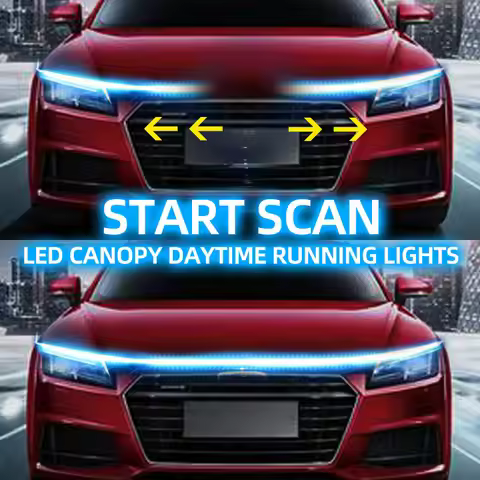 RXZ LED Daytime Running Light Scan Starting Car Hood Decorative Lights DRL Auto Engine Hood Guide De