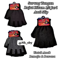 BLACK KNITTED GLOVES 1/ 2 FINGERS (ANTI-SLIP)