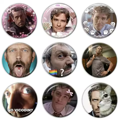 TV Show House MD Glass Pin Badge on Backpack Clothes Accessories Glass Dome Round Brooch Funny Custo