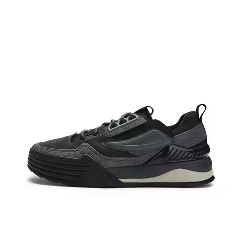 FILA PALA Fabric Low top Skateboard Shoes Men's Black Contour Gray F12M311203FBD