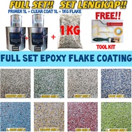 FULL SET Epoxy Colour Flake Coating Toilet Kitchen Floor Tile Leaking Waterproof (l 1L PRIMER/1L CLEAR /1KG FLAKE