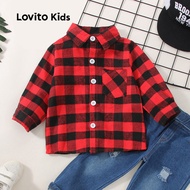 Lovito Kids Casual Christmas Shirt Button Front Pocket Smooth Hand Feeling All Seasons Shirt for Boy