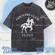 24h Shipping N9THNOVA Country Club Horse Racing golf Retro Washed Pure Cotton T-Shirt 1