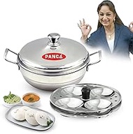 PANCA Idli Maker Multipurpose Stainless Steel Pot with Steel Lid, Idli Maker 2 8 Cavity Idli Stainle