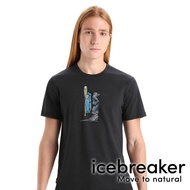 [icebreaker] Central Men's Round Neck Short Sleeve Top (Paddle Otter) JN160 {Black} 0A56OE
