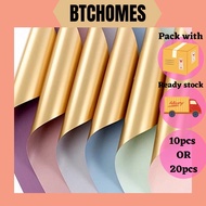10/20pcs 2TONE GOLD Waterproof Flower Wrapping Paper Bouquet Florist Wrap Wrapper Kertas Pembalut Bu