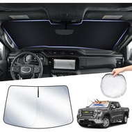 T TGBROS Windshield Sun Shade for 2019-2024 2025 GMC Sierra 1500 2500 3500 SLT, AT4, Denali Accessor