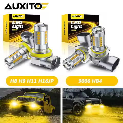 2Pcs Spotlight H8 H11 LED 9006 HB4 Yellow/White Fog Lamp Projector Lens Bulbs Kit For Honda Nissan V