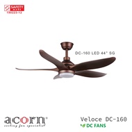Acorn Veloce DC-160 | 44 Inch Ceiling Fan | 22W LED Tri-Color or No Light | 5 Acrylic Blades
